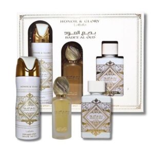 Lattafa Badee Al Oud Honor & Glory 3 Pc Set 3.3 + 6.7 B/S + 1.7 Hair Mist for Men