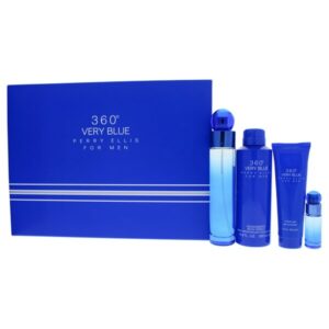 Perry Ellis 360 Very Blue 4 Pcs Set 3.3 Oz Edt+ 3Pcs Eau De Toilette for Men - 3.3 OZ