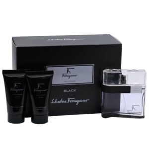 Ferragamo F Black 3 Pc Set 3.3 Oz Edt + 2.5 S/G + 2.5 A/S Blam Eau De Toilette for Men - 3.3 OZ