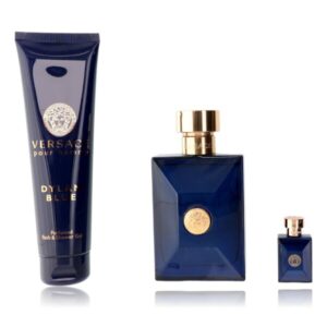 Versace Dylan Blue 3Pc Set 3.3 Oz Edt + 5 Ml Mini +150Ml Sg Eau De Toilette for Men - 3.3 OZ