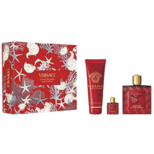 Versace Eros Flame 3Pcs 3.3 Edp + 5.0 S/G + 5 Ml Eau De Parfum for Men - 5 ML